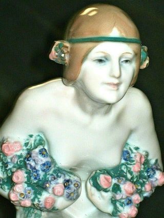 Antique Art Deco Ens Rosenthal Nude Lady Bathing Beauty Nymph Porcelain Figurine