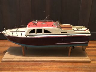 Vintage Ito Japan 18 Inch Wooden Battery Operated Patrol Boat Duel Props