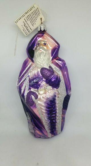 Slavic Treasures Purple And Silver Santa Claus Ornament