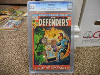 Defenders 1 Cgc 3.  0 1st Appearance Of Necrodamus Marvel 1972 Tv Dr Strange Hulk