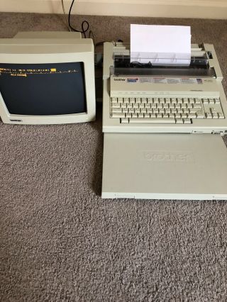 Vintage Brother Wp - 3410 Word Processor & Brother 12” Monitor Ct - 1050
