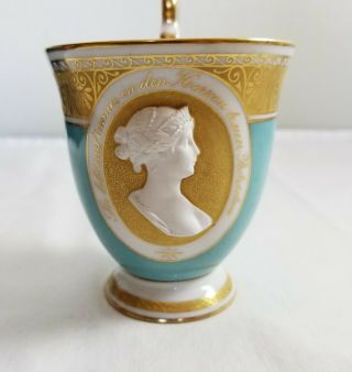 Elegant & Rare Antique Turquoise Porcelain Kpm Germany Cameo Cup W/ Snake Handle