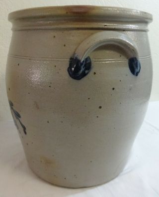 Antique 4 Gal.  Cowden Wilcox Stoneware Crock Full Blue Pussy Willow Decoration 3