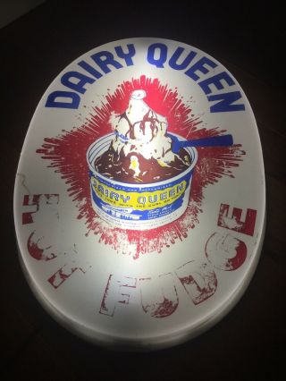 Vtg.  20” Hanging Dairy Queen Hot Fudge Acrylic Advertising Light Sign -