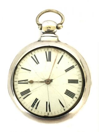 Antique Sterling Silver Pair Case English Fusee Pocket Watch Brownsword Movt.