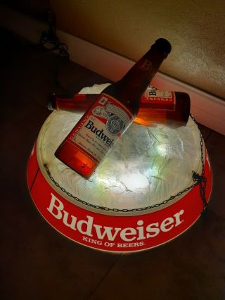 Vintage Budweiser Beer Bottles On Ice Billiards Pool Table Light Hanging
