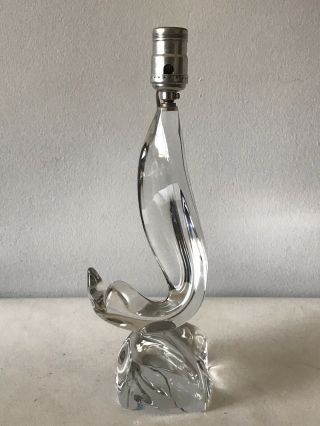 Vintage Daum France Crystal Glass Lamp - Signed & Labeled - French Modern Art Deco
