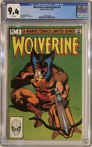 Wolverine 4 Limited Series (dec/1982) Cgc Nm 9.  4 White Pages Miller & Claremont