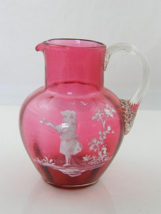 Cranberry Glass Mary Gregory Jug