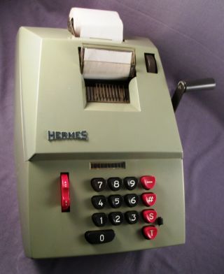 Vintage Hermes Precisa Model 109 - 7 Mechanical Calculator Adding Machine