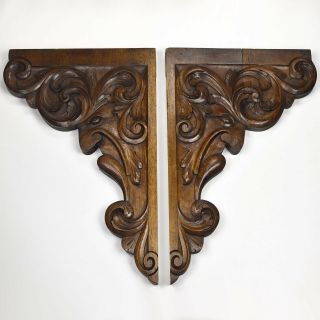 Antique French Carved Wood Wall Shelf Rack Console Corbels Brackets Renaissance