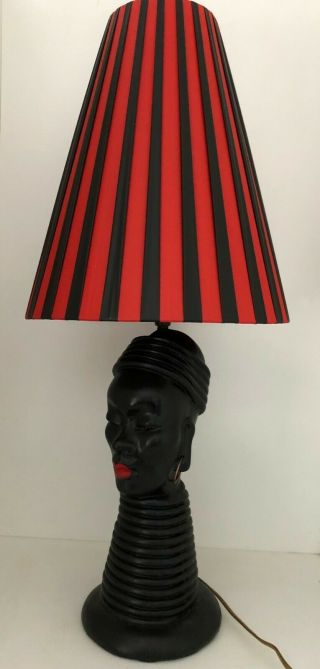 RETRO / VINTAGE BARSONY ERA / STYLE NUBIAN BLACK LADY LAMP - in VG 3