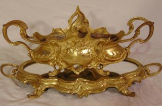 Brass Centerbowl Mirror Plateau Tray Planter Fern Bowl Art Nouveau Style