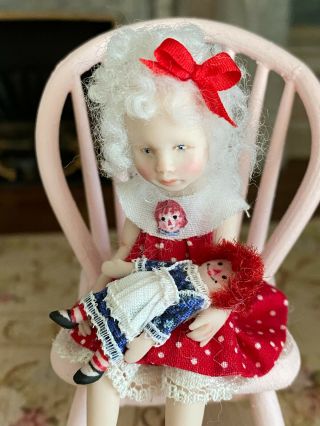 Vintage Miniature Artisan Dollhouse Girl Doll Sculpted Porcelain Carol Mcbride