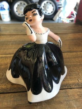 Vintage Holland Mold Hand Painted Ceramic Dancing Girl Figurine Black & White