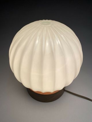 VIntage Mid Century Modern Scandinavian Teak & Glass Table Laurel Style Lamp 2