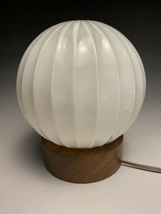 VIntage Mid Century Modern Scandinavian Teak & Glass Table Laurel Style Lamp 3