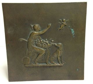 Antique Bronze Relief Plaque Flight Of Cupids Signed After Thorvaldsen