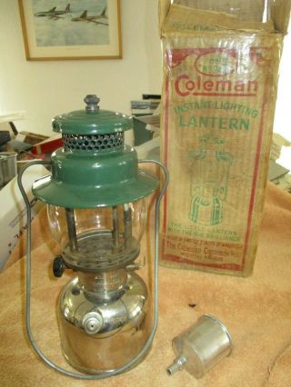 Vintage Coleman Lantern Model 242c Dated June 1949 W.  Orig Box & No " O " Funnel