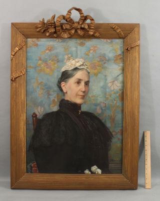 1896 Antique Julien Renevier Portrait Oil Painting Of Woman,  Whistler Frame