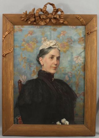 1896 Antique JULIEN RENEVIER Portrait Oil Painting of Woman,  Whistler Frame 2