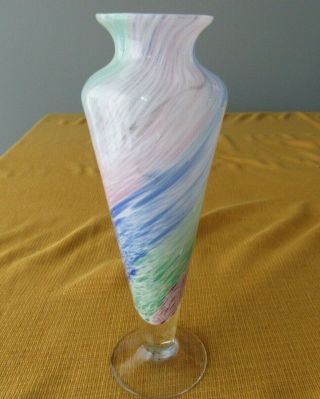 Vintage Art Deco Glass Vase 9 " - Pastel Swirl Color Design