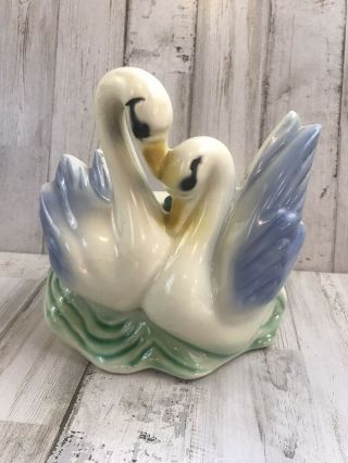 Swan Vase Planter Figurine Bud Vase Vintage Mid Century Ceramic Usa