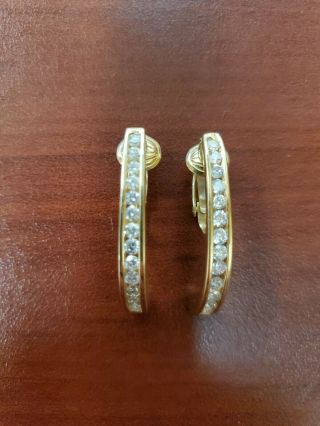 14k Vintage Solid Yellow Gold Diamond Earrings 1.  35 Ctw.  5 Grams.