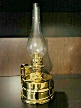 Vintage Gaudard Brass Oil Lamp Wall Mount Made In France.