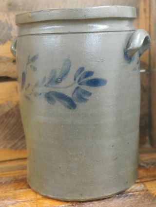 Strasburg Lehew Primitive Blue Cobalt Decorated Stoneware 3 Gallon Jar Rare Find