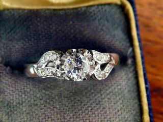 Vintage Palladium Art Deco Antique Diamond Engagement Wedding Ring