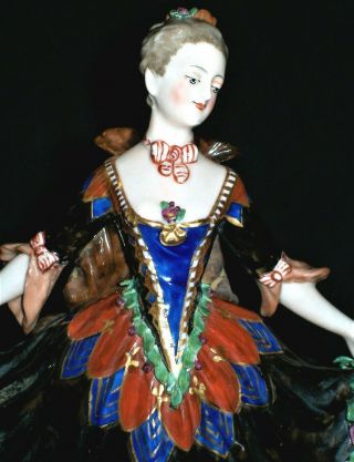 Antique German Dresden Volkstedt Lady Dancer Doll Porcelain Figurine