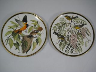 2 Franklin Porcelain Audubon Songbirds Baltimore Oriole Magnolia Warbler Plates
