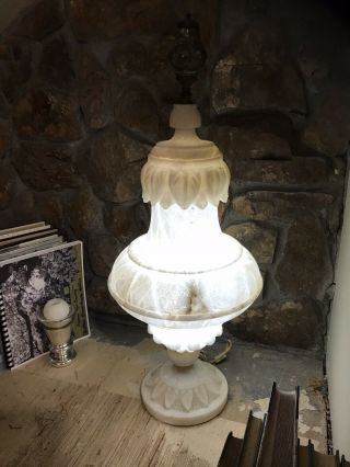 Vintage Carved Alabaster Urn Style Lamp 2