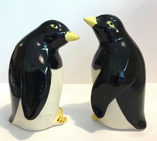 Penguins Salt Pepper Shakers Vintage Japan Black White Yellow
