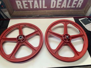Skyway Tuff Wheel Ii Tuff 2 Red Mag Wheels Old School Bmx Vintage Rims Freewheel