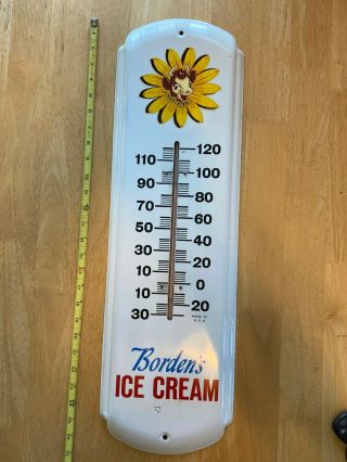 1947 Vintage Borden Dairy Elsie Cow Ice Cream Milk Sign Advertising Thermometer