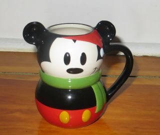 Disney Store Mickey Mouse Mug Shaped / 3d Holiday / Christmas