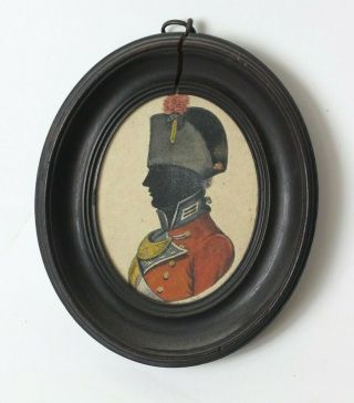 Antique Silhouette Portrait Miniature Of A French Handsome Officer