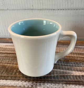 Vintage Mid Century Taylor Coffee Mug White And Turquoise Replacement