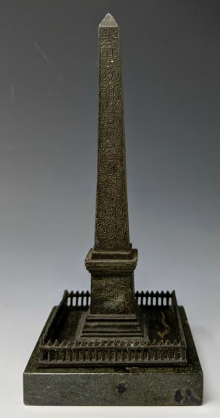 Antique Grand Tour Bronze & Marble Luxor Obelisk Place De La Concorde Paris 1836