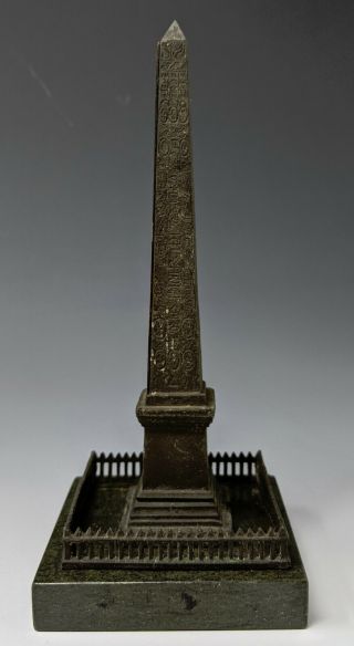Antique Grand Tour Bronze & Marble LUXOR OBELISK Place de la Concorde Paris 1836 2