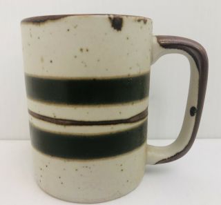 Vintage Otagiri Speckled Stoneware Coffee Mug Mid Century Mcm Stripes
