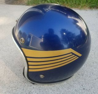 Vintage 1971 Arthur Fulmer Af - 40 Blue W/gold Wings Motorcycle Helmet Bell Magnum