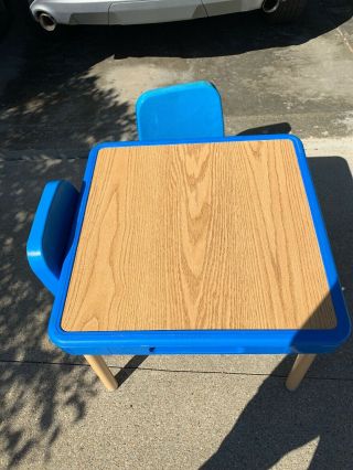Vintage Fisher Price Child Size Table 2 Chairs Preschool Blue Chairs