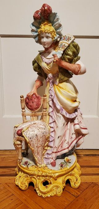 Capodimonte Figural Girl Lady Italian Porcelain D.  Polo Uiato Statue 32 " Large