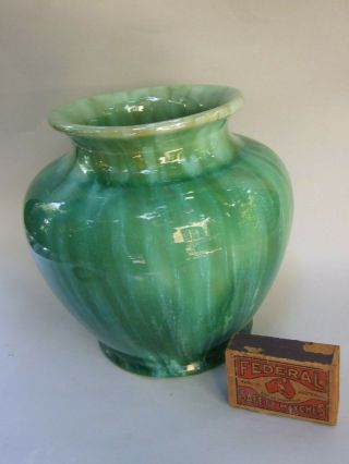 Antique H.  Mchugh Tasmania Australian Pottery Huge Green Vase Signed 1930 