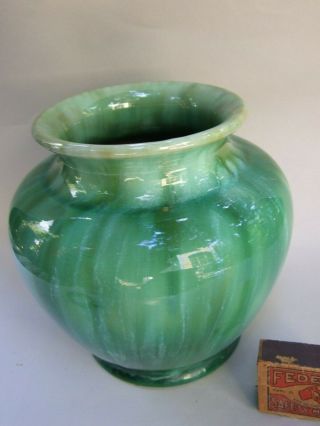 Antique H.  McHugh Tasmania Australian Pottery Huge Green Vase Signed 1930 ' s 2