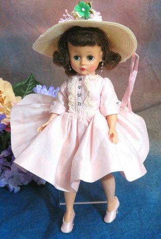 Vintage 1950s Madame Alexander Cissette Doll Tagged Pink Dress Rare Hat