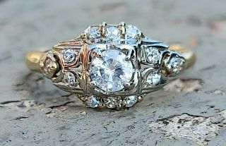 . 36 Carat Vintage Diamond Engagement Ring In 14k & 18k Gold Sz 4.  75 1.  9 Grams
